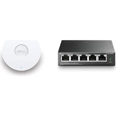 TP-Link EAP610 AX1800 Gigabit Dual-Band WiFi 6 WLAN piekļuves punkts ar TL-SG1005P 5 portu gigabitu PoE komutatoru