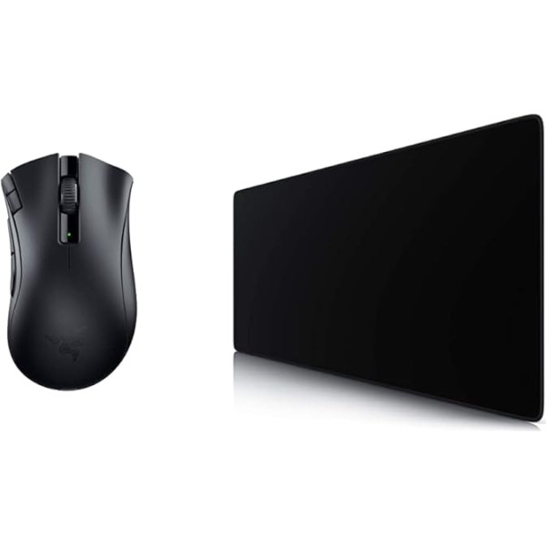 Razer DeathAdder V2 X Hyperspeed - Эргономичная беспроводная игровая мышь для PC/Mac Black & Titanium Wolf - XXL Speed Gaming Mouse Mat Titanium Wolf Black 900 x 400 mm - XXL Mouse Mat