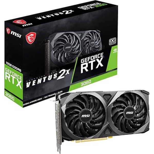 MSI Gaming GeForce RTX 3060 12GB 15Gbps GDRR6 192-Bit HDMI/DP PCIe 4 Torx Twin Fan Ampere OC Graphics Card (RTX 3060 Ventus 2X 12G OC)