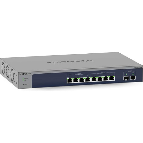 NETGEAR MS510TXM 10 pieslēgvietu 10 GB slēdzis | Multi-Gigabit LAN slēdzis Smart (8x Multi-Gig porti, 2x 10G-SFP+, Insight Cloud Management, uzstādāms uz galda vai 19 collu statīvā, ProSAFE mūža garantija)