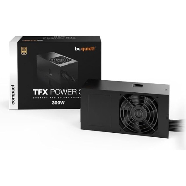 klusēt! TFX Power 3 300 W Gold, 80 Plus Gold, 80 mm ventilators ar temperatūras kontroli, 2 spēcīgas 12 V līnijas, 2 PCIe porti jaudīgiem GPU, BN323