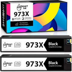 Smart Ink Saderīgās tipogrāfijas kasetnes Saderīgs ar HP 973X 973 XL 2 Multipack (2 Black) Saderīgs ar PageWide Pro 477dw 577dw 452dw 477dn 452dn 577z 552dw P55250dw printeriem