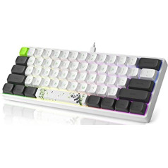 MIHIYIRY mehāniskā spēļu tastatūra, 60% kompakta mehāniskā tastatūra, 61 taustiņš, vadu USB-C RGB mehāniskā spēļu tastatūra, aizmugurgaismota sarkana slēdža tastatūra PC Windows/Mac OS (Panda tēma)