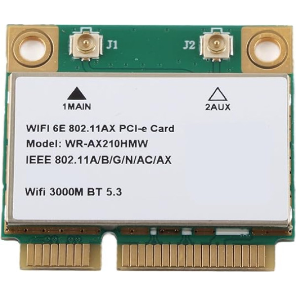 Zunate Wrieless tīkla karte AX210HMW Triple Band 5374M (2,4GHz 574Mbps vai 5GHz 2400Mbps vai 6G) PCIE Gigabit Wi-Fi 6E adapteris ar Bluetooth 5.2 Windows 10 operētājsistēmai