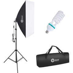 OMBAR Softbox Set, 50 x 70 cm Photo Softbox Photo Studio, Studio Lights, Professional Photography with 135 W 5500 K E27 Daylight Lamp and Carry Bag, for Studio Portraits Video Recording