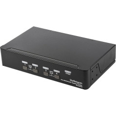 StarTech.com 4 portu DisplayPort KVM slēdzis - 4K 60 Hz - Viens DP 4K ekrāns - Četru portu UHD DP 1.2 USB KVM slēdzis ar integrētu USB 2.0 hubu un audio - Dell, HP, Apple, Lenovo (SV431DPUA2)