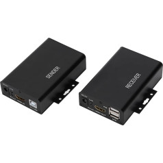 Sorandy 2 x USB HDMI KVM pagarinātājs, 1080P Ethernet kabeļa signāla pagarinājums līdz 120 m, no Cat6 uz HDMI uztvērēju, USB tastatūras peles atbalsts (#1)