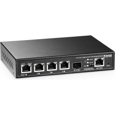 MokerLink 4 portu 2.5G PoE pārvaldāms komutators ar 1 portu 10G Ethernet portu, 1 portu 10G SFP+ ligzdu, IEEE8023af/at PoE 65W, metāla tīmekļa pārvaldāms maza izmēra tīkla komutators bez ventilatora