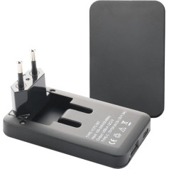 2 papildu plakanu barošanas avotu komplekts Divu pieslēgvietu barošanas avots USB-A USB-C melns 20 W