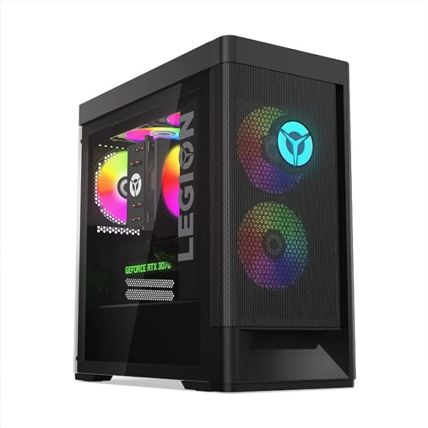 Lenovo Legion T5 Gen 7 - spēļu dators (Intel Core i7-12700F, 1TB SSD, RAM 16GB, NVIDIA GeForce RTX 3070-8GB, bez operētājsistēmas), melns, spāņu QWERTY tastatūra