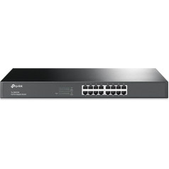 TP-Link TL-SG1016 16 portu gigabitu tīkla komutators ( 19 Zoll Rack-Montage, 16*RJ-45 LAN pieslēgvietas, metāla apvalks, bez vadības, Plug-und-Play)melns