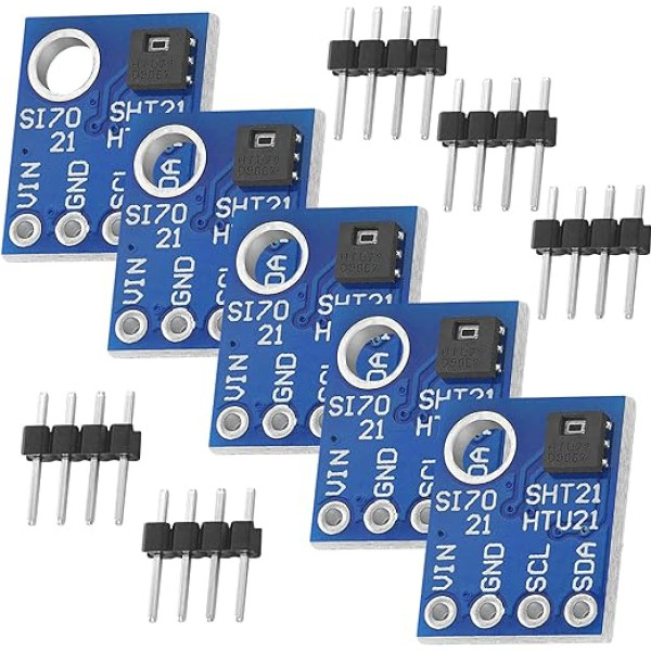 AZDelivery 5 x GY-21 HTU21 mitruma un temperatūras sensors, saderīgs ar Arduino un Raspberry Pi ar e-grāmatu!