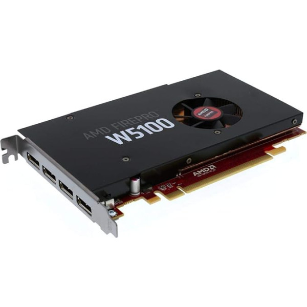 AMD FirePro W5100 4GB GDDR5 PCIe Gen 3.0 profesionālā grafiskā karte, 1,43 TFLOPS, 768 kodolu, 4 x DisplayPort 1.2 OEM - vienkārša iepakojuma versija