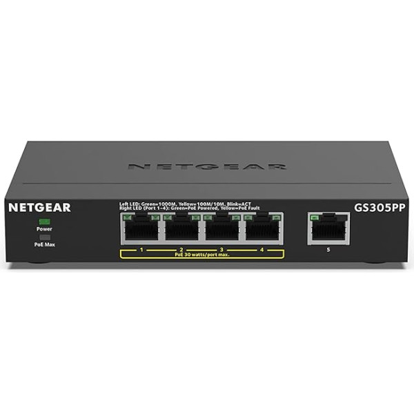 Netgear GS305P 5 portu gigabitu Ethernet tīkla piecu porti