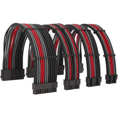 Formulamod Power Supply Extension Cable 18AWG (1) ATX 24P, (2) EPS 8-P+ (2) PCI-E8-P + (2) PCI-E6-P, with Combs for PSU to Motherboard/GPU (Black, Grey, Red)