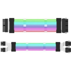 Panlouting ARGB Neon Power Extension Cable, ATX 24-Pin Motherboard Power Supply PSU Extension Cable + Dual 8-Pin GPU Cable Extension, Pack of 2