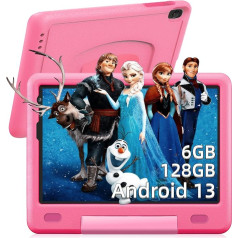 Bērnu planšetdators Android 13 Tablet 8 Zoll, 6GB RAM 128GB ROM/TF 1TB, Tablet Kinder Kindersicherung, Dual-Kamera HD/IPS, Kids Tablet WiFi Bluetooth Netflix YouTube, Tablet für Kinder mit Hüllen,Rosa