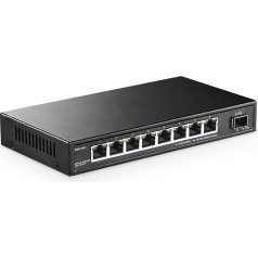 YuLinca 8 Port 2.5G Network Switch with 10G SFP, 8 x 2.5GBASE-T Ports, Compatible with 10/100/1000Mbps Devices, Fanless Unmanaged Plug & Play Ethernet Switch
