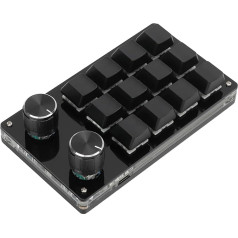 Mehāniskā vienroku spēļu tastatūra, 12 taustiņi, daudzfunkcionāla, vienroku makro tastatūra, pārnēsājama DIY programmējama tastatūra birojam (melna)