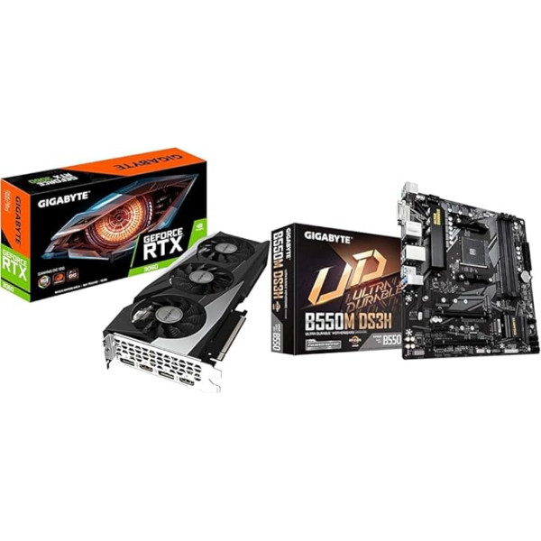 Gigabyte NVIDIA GeForce RTX 3060 Gaming OC V2 Graphics Card - 12GB GDDR6 & B550M DS3H Motherboard Black