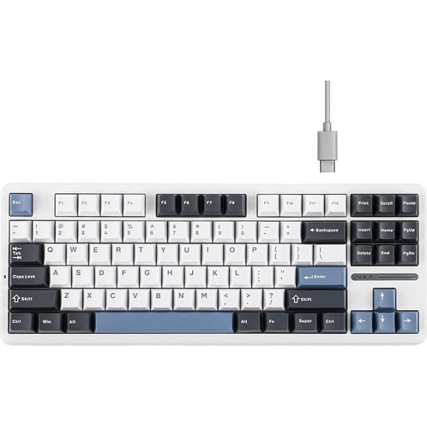 EPOMAKER x Aula F87 blīve Mehāniskais tastatūras kabelis USB-C, ar karsto pārslēgšanu, RGB apgaismojumu, regulējams (Greywood V4 Linear Switch)