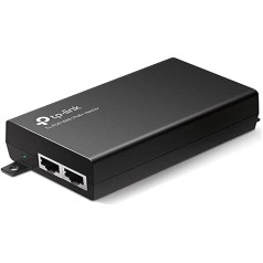 TP-Link TL-POE160S PoE+ inžektors (2 gigabitu pieslēgvietas, saderīgs ar 802.3af /at, kopējā jauda līdz 30 W, sienas un darbvirsmas dizains, Plug and Play), melns, melns, izturīgs