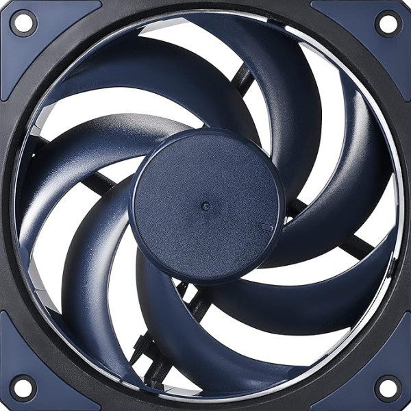 Cooler Master Mobius 120 korpusa ventilators - 120 mm ventilators ar gredzenveida lāpstiņu dizainu (PWM), īpaši izturīgs cilpas dinamiskais gultnis (maks. 63,1 CFM, 2,69 mmH2O, 22,6 dBA), slīpēts gaisa fokusa rāmis, melns