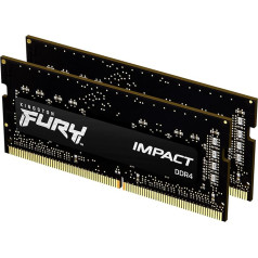 Kingston FURY Impact 16GB (2x8GB) 2666MHz DDR4 CL15 atmiņas komplekts portatīvajiem datoriem ar 2 KF426S15IBK2/16, melnā krāsā