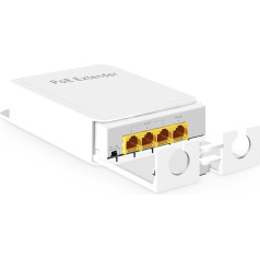 MokerLink āra 4 portu gigabitu PoE komutators/ pagarinātājs, IEEE 802.3 af/at PoE retranslators, 10/100/1000Mbps, 1 PoE ieeja, 3 PoE izejas, sienas ūdensizturīgs POE caurlaides komutators