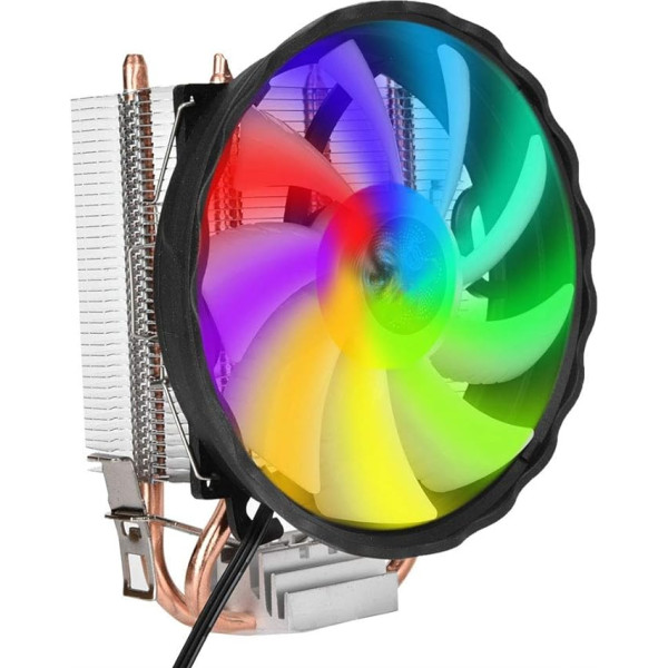 RGB LED procesora ventilators ar 120 mm PWM, 2 siltumcaurules, CPU dzesētājs Intel LGA 775/1155/1156/1366 un AMD AM2/AM2+/AM3 ligzdai, klēpjdatora ventilators kluss un efektīvs