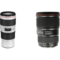 CANON objektīvs EF 70-200 mm f/4 L is USM II un 9518B005AA tālummaiņas objektīvs EF 16-35 mm F4L is USM Ultra Wide Angle priekš EOS (77 mm filtra vītne, attēla stabilizators), melns