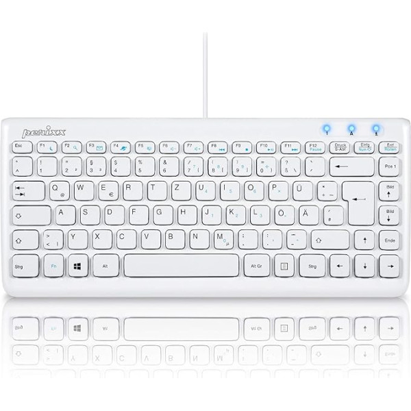 Perixx 407 W de, Mini Keyboard – QWERTZ Keyboard – USB – Piano White