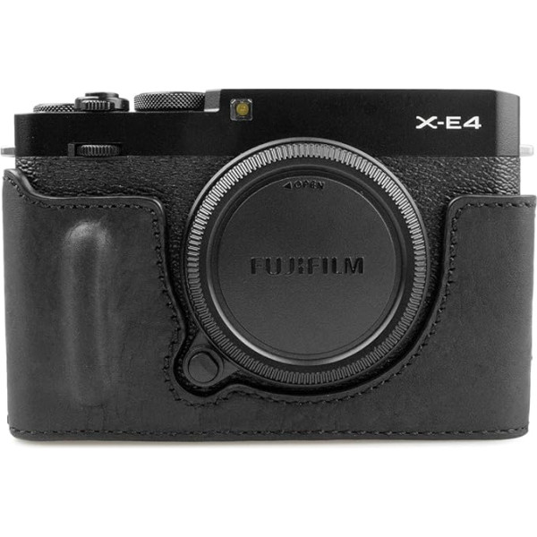 MUZIRI KINOKOO Fuji X-E4 Case PU Leather Camera Protective Case Compatible with Fuji XE4/X-E4 Camera Half Case, black, fuji x-e4 camera