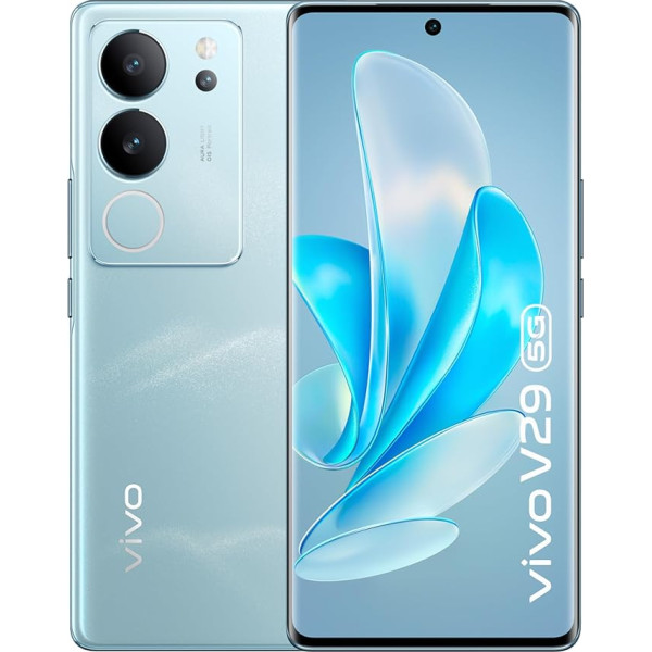 vivo V29 5G viedtālrunis, 120 Hz AMOLED 17,9 cm (6,78 Zoll) 3D displejs, 8 GB + 256 GB Android-Handy, 50 MP kamera ar OIS stabilizāciju, 80 W FlashCharge-Telefon, melns