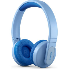 Philips TAK4206BL/00 Over Ear Bluetooth Kinder Kopfhörer Kabellos, Farbige LED-Leuchten, App mit Kindersicherung und 85dB Lautstärkebegrenzung, mit weichen Ohrpolstern, Blau, Einheitsgröße