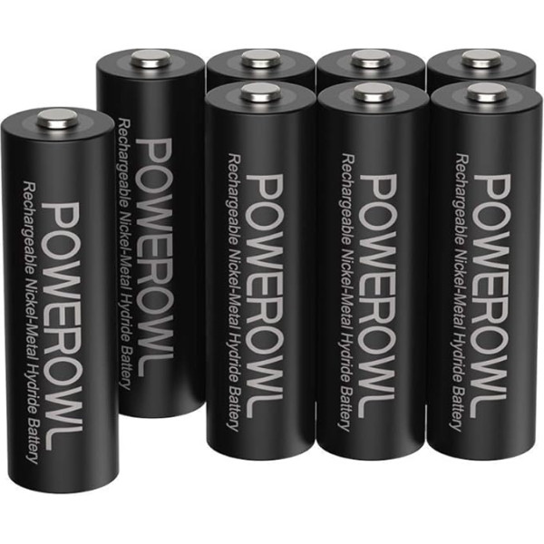 AA 2800 mAh uzlādējamas PowerOwl (zema pašizlāde, 1200 ciklu, iepriekš uzlādētas) uzlādējamas Ni-MH baterijas AA uzlādējamas baterijas