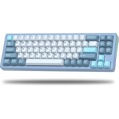 LQXQ SK71 68% mehāniskā tastatūra, Bluetooth 5.0/2.4GHz Wireless/USB-C kabelis, spēļu tastatūra, alumīnija CNC, nomaināma, RGB 14 für Mac/Win, melns, melns