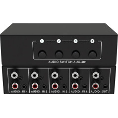 AUX audio pārslēdzējs 4 in 1 Out, BolAAzuL Stereo audio selektors 4X1 Pasīvais 3,5 mm Aux L/R audio pārslēdzējs Analogais audio selektors