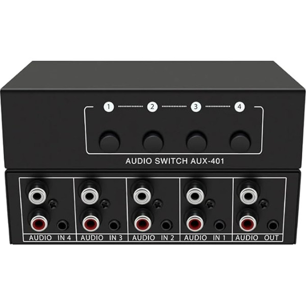 AUX audio pārslēdzējs 4 in 1 Out, BolAAzuL Stereo audio selektors 4X1 Pasīvais 3,5 mm Aux L/R audio pārslēdzējs Analogais audio selektors