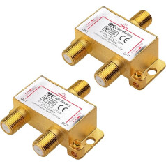 Cable Matters Pack of 2 Bidirectional 2.4 GHz Satellite Splitter 2-Way (Sat Splitter 2-Way) for STB TV, Antenna Splitter 2-Way - All Ports Current Conducting - Gold-Plated and Corrosion Resistant