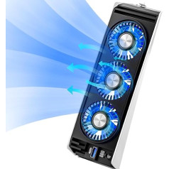 Вентилятор охлаждения для аксессуаров PS5, с синим светодиодным светом, два порта USB 3.0, 3 вентилятора, совместим с PS5 Host Digital или CD версия высок