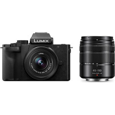 Panasonic Lumix DC-G100DWEGK Micro Four Thirds bezspoguļa kamera, Lumix G Vario 12-32mm F3.5-5.6 un 35-100mm F4-5.6 objektīvi, 20.3MP, 4K 30p/FHD 60 video, brīvā leņķa monitors, USB-C lādēšana, melns