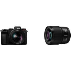 Panasonic LUMIX DC-S5KE-K sistēmas kamera (24 MP, 4 K, Dual I.S, skārienjūtīgais ekrāns, OLED skatu meklētājs) ar objektīvu R2060E, melna un S-S85E LUMIX S objektīvs (85 mm, F1,8, filtra izmērs 67 mm), melns