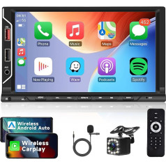 Auto radio 2 DIN ar bezvadu Apple Carplay Android Bluetooth brīvroku sistēma Mirror Link 7 collu skārienjūtīgais ekrāns Auto radio ar Bluetooth FM radio USB/TF/AUX stūres vadības stūres rats + atpakaļgaitas kontrole