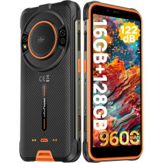 Ulefone Power Armor 16S Outdoor Handy 2024, Android 13 Outdoor viedtālrunis Octa-Core, 122 dB akumulators 9600mAh 16+128GB/SD-2TB, 50MP kamera IP68 Wasserdicht NFC/OTG/GPS 4G Dual SIM Orange