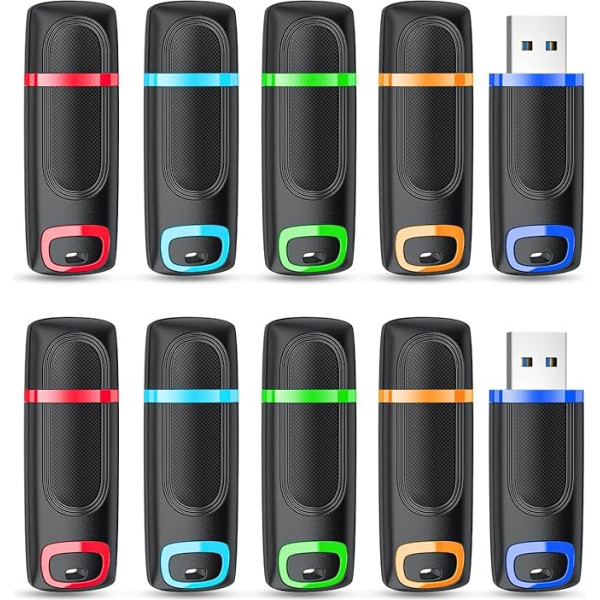 Pack of 10 USB Sticks 32 GB, Vansuny USB Stick 32 GB 2.0, Pack of 10 USB 32 GB Data Storage Backup for PC/Desktop/Laptop/Car Audio/Game Consoles (Colours)