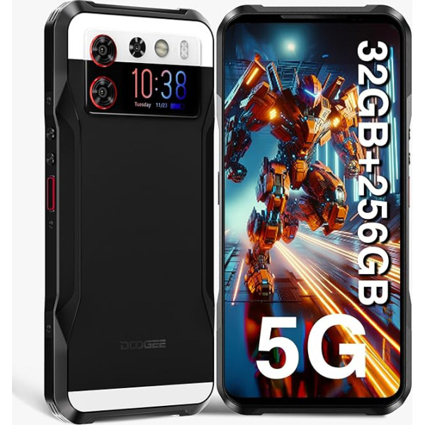 DOOGEE V20S [2024] 5G izturīgs viedtālrunis 32GB RAM + 256GB ROM, 6,43 collu FHD+ AMOLED 1,58 collu AMOLED aizmugurējais ekrāns 50 MP kamera 24 MP nakts redzamības 6000 mAh 33 W ātrā uzlāde Android 13 NFC