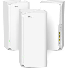 Tenda Nova MX15-Pro Mesh WLAN WiFi 6 System-AX5400 Dual-Band WLAN Mesh WiFi 6 System, Recommended for Houses with 4-6 Bedrooms, 9 x Gigabit Ports, Replaces Router & Repeater, Compatible with Alexa, 3