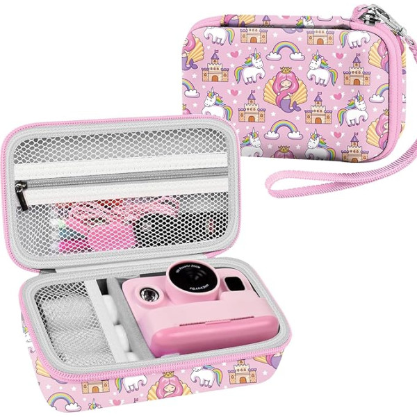 Leayjeen Kids Camera Protective Case Compatible with MINIBEAR/GlobalCrown/Gofunly/USHINING/uleway/Digital Printing Camera for Kids (Case Only), Pink Unicorn-2, Suitcase