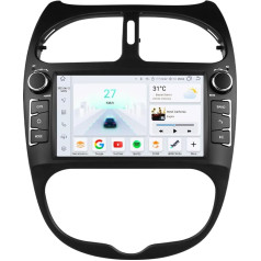 7 collu auto stereo radio Peugeot 206 206CC 206SW 2000-2008 8Core GPS navigācija ar bezvadu vadu Carplay Android auto vietējie laika apstākļi SWC DSP tiešsaistes radio